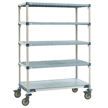 Plastic Shelving, Polymer/Steel/304 Stainless Steel, 900 lb Load Capacity, 5 Shelves, 48