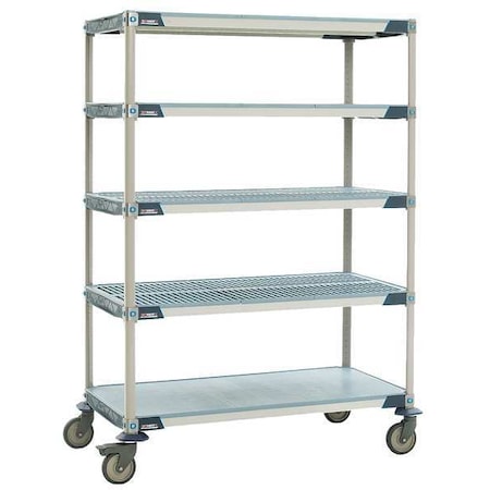 Utility Cart, Polymer/304 Stainless Steel, 900 lb Load Capacity, 5 Shelves, 60