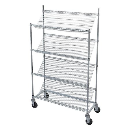 Slanted Shelf Wire Cart, Chrome, 4 Shelves MPN:63UP 74UP 5M 5MB 1848DNC-4 35N3C-1PKG
