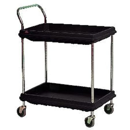 Utility Cart with Deep Lipped Plastic Shelves, High Density Polyethylene (Shelf), 2 Shelves MPN:BC2030-2DBL