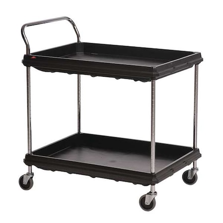 Utility Cart with Deep Lipped Plastic Shelves, Polymer, 400 lb Load Capacity, 2 Shelves, 27 in W MPN:BC2636-2DBL