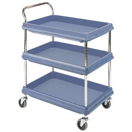 Utility Cart with Antimicrobial Deep Lipped Plastic Shelves, High Density Polyethylene (Shelf) MPN:BC2636-3DMB