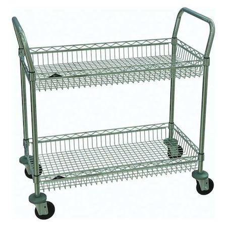 Wire Basket Cart, Chrome, 39in.H x 36in.L MPN:H3C-2, CC9744A-4, 2, 4LD-4