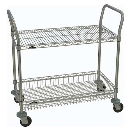 Utility Cart with Deep & Shallow Lipped Wire Shelves, Steel, 375 lb Load Capacity, 2 Shelves MPN:HC3-2, 1836NC-1, CC9744A-1, 4LD