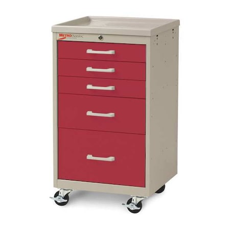 Compact Cart, Steel/Polymer, Taupe/Red MPN:MBC3110TL-R