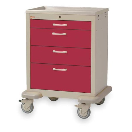 Medical Cart, Steel/Polymer, Taupe/Red MPN:MBX1210TL-R
