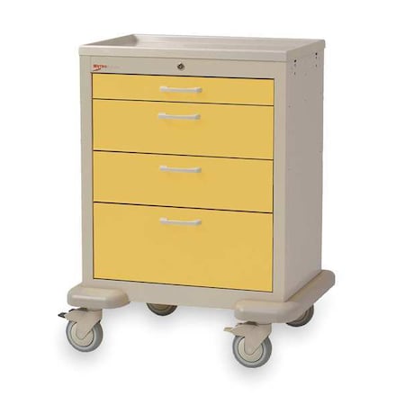 Medical Cart, Steel/Polymer, Taupe/Yellow MPN:MBX1210TL-Y