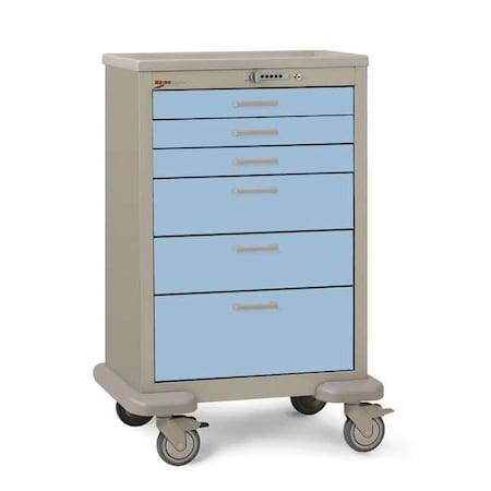 Medical Cart, Steel/Polymer, Taupe/Blue MPN:MBX3210TL-SB