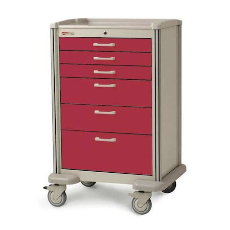 Medical Cart, Steel/Polymer, Taupe/Red MPN:MBX4101TL-R