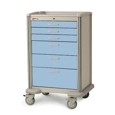 Medical Cart, Steel/Polymer, Taupe/Blue MPN:MBX4101TL-SB