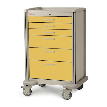 Medical Cart, Steel/Polymer, Taupe/Yellow MPN:MBX4101TL-Y