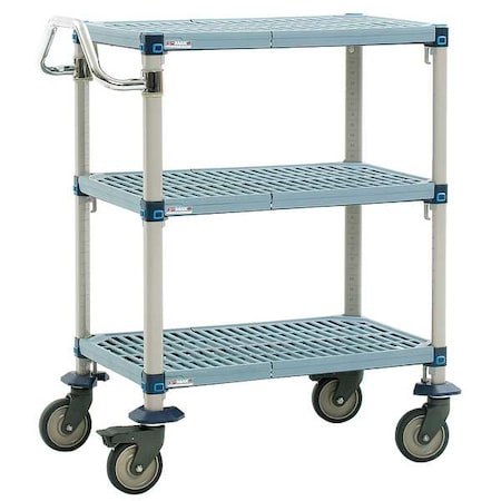 Utility Cart with Antimicrobial Perforated Flush Plastic Shelves, Polymer, 900 lb Load Capacity MPN:MQUC2436G-35