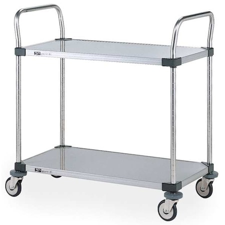 Corrosion-Resistant Utility Cart with Flush Metal Shelves, Stainless Steel, 375 lb Load Capacity MPN:MW105
