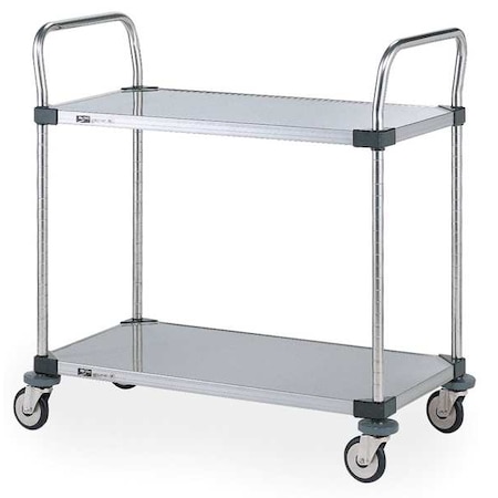 Corrosion-Resistant Utility Cart with Flush Metal Shelves, Stainless Steel, 375 lb Load Capacity MPN:MW108