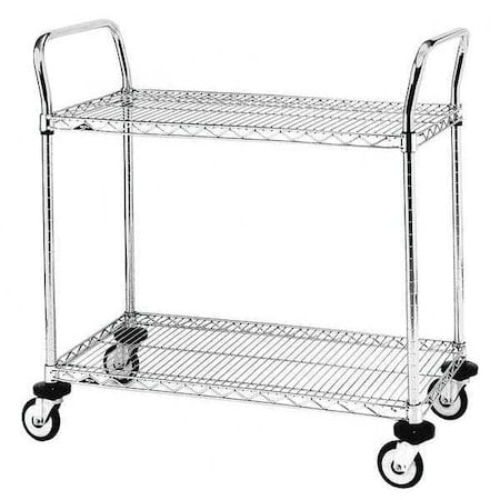 Utility Cart, Chrome, 26x18x38, 2 Shelf MPN:MW601