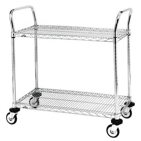 Utility Cart, Chrome, 38x24x38, 2 Shelf MPN:MW611