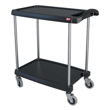 Utility Cart with Lipped Plastic Shelves, Polymer (Shelf), 300 lb Load Capacity, 2 Shelves MPN:MY1627-24BL