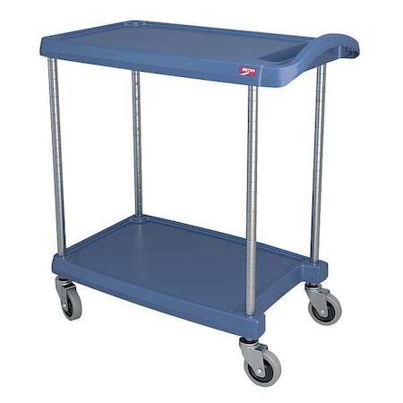 Utility Cart with Antimicrobial Lipped Plastic Shelves, Polymer (Shelf), 300 lb Load Capacity MPN:MY1627-24BU