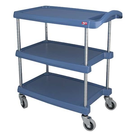 Utility Cart with Antimicrobial Lipped Plastic Shelves, Polymer (Shelf), 400 lb Load Capacity MPN:MY1627-34BU