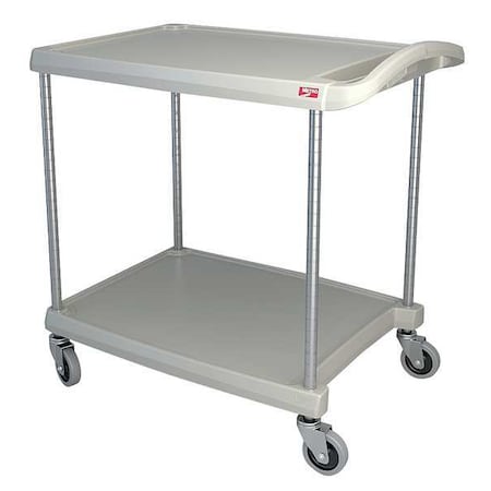 Utility Cart with Lipped Plastic Shelves, Polymer (Shelf), 300 lb Load Capacity, 2 Shelves, 24 in W MPN:MY2030-24G