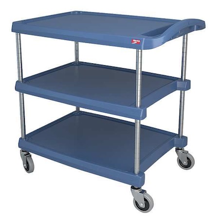 Utility Cart with Antimicrobial Lipped Plastic Shelves, Polymer (Shelf), 400 lb Load Capacity MPN:MY2030-34BU
