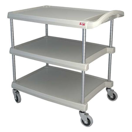 Utility Cart with Lipped Plastic Shelves, Polymer (Shelf), 400 lb Load Capacity, 3 Shelves, 24 in W MPN:MY2030-34G