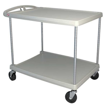Utility Cart with Lipped Plastic Shelves, Polymer (Shelf), 400 lb Load Capacity, 2 Shelves, 28 in W MPN:MY2636-25G