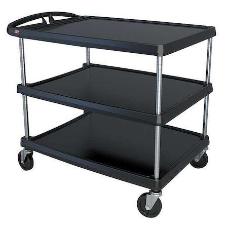 Utility Cart with Lipped Plastic Shelves, Polymer (Shelf), 500 lb Load Capacity, 3 Shelves, 28 in W MPN:MY2636-35BL