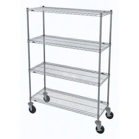 Wire Cart, Brite, 69 in.H x 48 in.L, Silver MPN:N356BBR