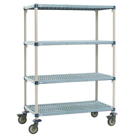 Utility Cart, Polymer/Steel, 900 lb Load Capacity, 4 Shelves, 36