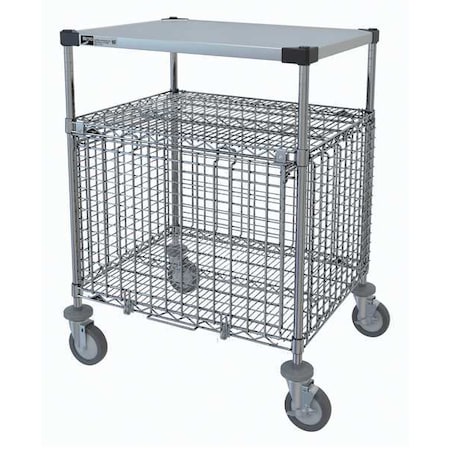 Corrosion-Resistant Wire Security Cart with Solid Top Shelf, 600 lb Capacity, 24 in W x 30 in L x MPN:SECMLAB