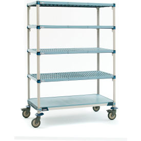 MetroMax Q Plastic Shelving Mobile Cart w/5 Shelves 37-3/4