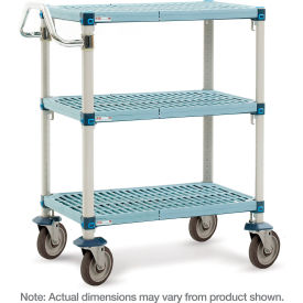 MetroMax Industrial Plastic Shelving Utility Cart w/3 Shelves 40-1/2