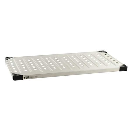 Aluminum, Stainless Steel Louvered Shelf, 30 in W x 14 in D x 1 1/2 in H, Silver MPN:1430LS-4