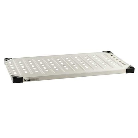 Aluminum, Stainless Steel Louvered Shelf, 24 in W x 21 in D x 1 1/2 in H, Silver MPN:2124LS