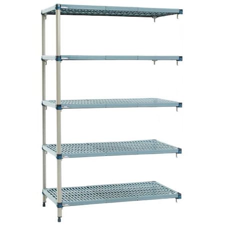 Shelf Plastic Industrial Shelving (5), 60 in D, 24 in W, 74 in H, 5 Shelves, Blue/Taupe MPN:MQ-2460G-74-A5