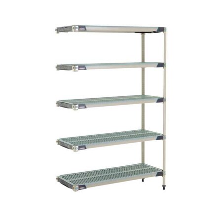 Plastic Industrial Shelving, 48 in D, 18 in W, 74 in H, 5 Shelves, Blue/Taupe MPN:MX-1848G-74-A5