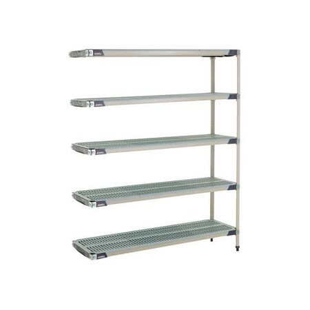 Plastic Industrial Shelving, 60 in D, 18 in W, 74 in H, 5 Shelves, Blue/Taupe MPN:MX-1860G-74-A5