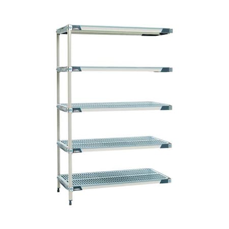 Plastic Industrial Shelving, 30 in D, 24 in W, 74 in H, 5 Shelves, Blue/Taupe MPN:MX-2430G-74-A5