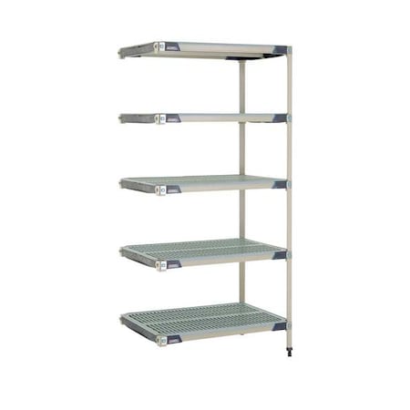 Plastic Industrial Shelving, 36 in D, 24 in W, 74 in H, 5 Shelves, Blue/Taupe MPN:MX-2436G-74-A5