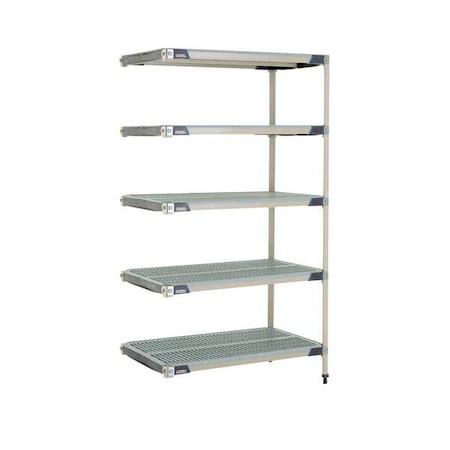 Plastic Industrial Shelving, 42 in D, 24 in W, 74 in H, 5 Shelves, Blue/Taupe MPN:MX-2442G-74-A5