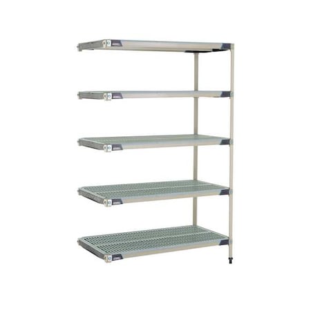 Plastic Industrial Shelving, 48 in D, 24 in W, 74 in H, 5 Shelves, Blue/Taupe MPN:MX-2448G-74-A5