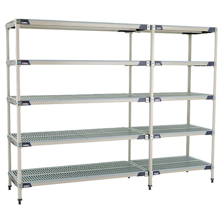 Plastic Industrial Shelving, 60 in D, 24 in W, 74 in H, 5 Shelves, Blue/Taupe MPN:MX-2460G-74-A5