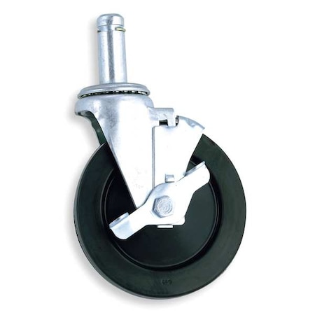 Swivel Stem Caster w/Brake, Rubber, 200 lb MPN:5MB