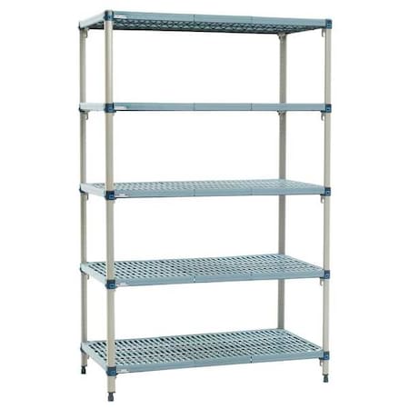 Shelf Plastic Industrial Shelving (5), 24 in D, 18 in W, 74 in H, 5 Shelves, Blue/Taupe MPN:MQ-1824G-74-S5