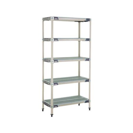 Plastic Industrial Shelving, 36 in D, 18 in W, 74 in H, 5 Shelves, Blue/Taupe MPN:MX-1836G-74-S5