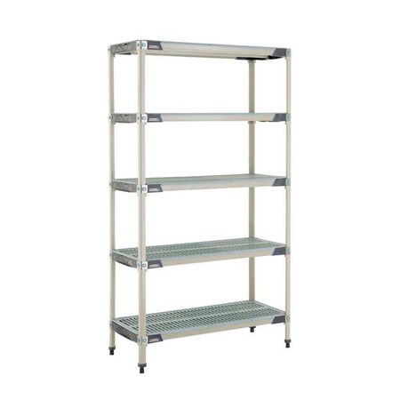 Plastic Industrial Shelving, 42 in D, 18 in W, 74 in H, 5 Shelves, Blue/Taupe MPN:MX-1842G-74-S5