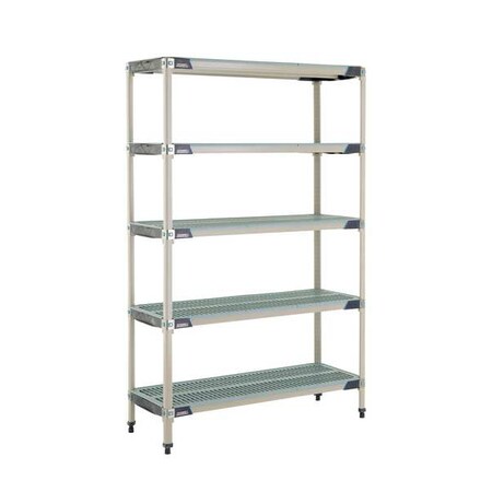 Plastic Industrial Shelving, 48 in D, 18 in W, 74 in H, 5 Shelves, Blue/Taupe MPN:MX-1848G-74-S5