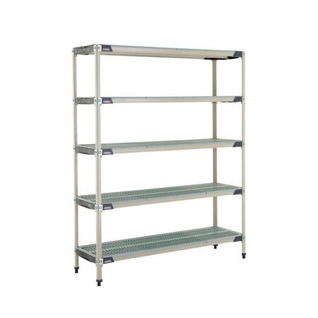 Plastic Industrial Shelving, 60 in D, 18 in W, 74 in H, 5 Shelves, Blue/Taupe MPN:MX-1860G-74-S5