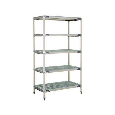 Plastic Industrial Shelving, 42 in D, 24 in W, 74 in H, 5 Shelves, Blue/Taupe MPN:MX-2442G-74-S5